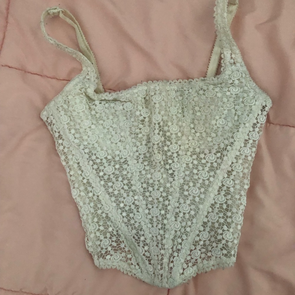 Felina Lingerie white floral corset top